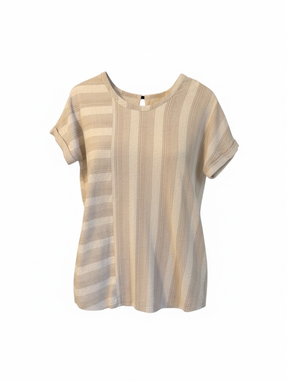 Beige Stripe Short-Sleeve dress or cover up